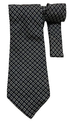 Gravata de seda geométrica preta RALPH LAUREN PURPLE LABEL FEITA À MÃO ITÁLIA 60"/4.5" EC - Imagem 1 de 3