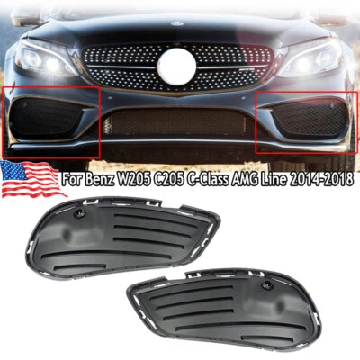 Pair Front Bumper Insert Face Bar Filler For Mercedes Benz C-Class W205 2015-16 Foto 1 de 4