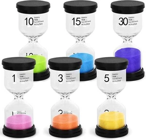 6PCS Sand Timers, Sand Clock Timer 6 Colors Hourglass Timer for Kids Games - Picture 1 of 6
