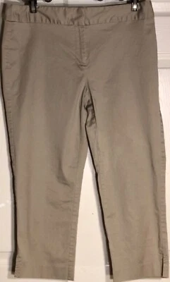 DONNA KARAN NYC LADIES SIZE 6 TAN CROPPED PANTS ZIP FRONT Sz 6 EUC! - Image 1 of 4