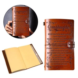 A6 To My Granddaughter Engraved Leather Journal Notebook Travel Diary Gift BL - Picture 1 of 8
