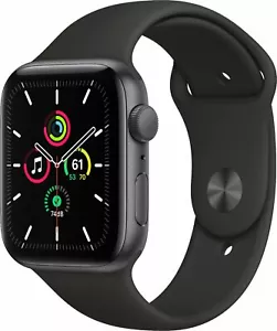 Apple Watch SE 44mm Space Gray Aluminum - Black Sport Band MYDT2LL/A - Picture 1 of 1