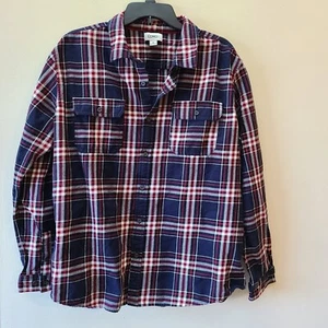 COMO Mens XLarge  Shirt Button Up Collar Long Sleeve Heavy Cotton Plaid  - Picture 1 of 12