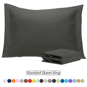 Paquete de 2 fundas de almohada 100 % microfibra cepillada estándar tamaño queen king - Imagen 1 de 125