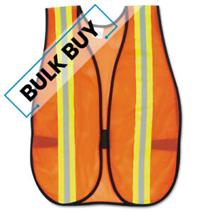 Orange Safety Vest, 2" Reflective Strips, Polyester, S | Bulk order of 5 Each