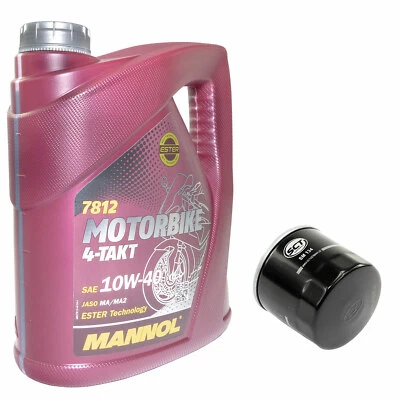 Motoröl Set Ölfilter SM134 10W40 4 Liter für Honda Kawasaki Suzuki Triumph Yamah - Bild 1 von 4