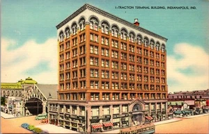 Postal de lino E1 del edificio de la terminal de tracción Indianápolis Indiana - Imagen 1 de 2