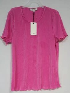 RO & DE Anthropologie Women’s Accordion Pleated Short Sleeves Top Pink Size M - Picture 1 of 4