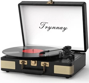 Tocadiscos Portátil Bluetooth/Reproductor de Vinilos para Grabar Vintage Negro 3 Velocidades CON SPE - Imagen 1 de 16