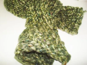 Dark Green and Cream Handmade Scarf - Picture 1 of 6