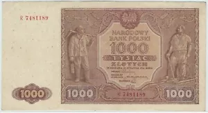 POLEN/POLAND 1000 ZLOTYCH 1946 aUNC. - Bild 1 von 2