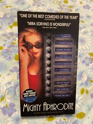 VHS Mighty Aphrodite Video Cassette Mira  Sorvino Woody Allen Claire Bloom Micha - Image 1 of 4