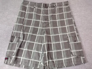 NWT Tony Hawk Brown Plaid THY19S1011 Flat 11" Inseam Cargo Shorts Skater Sz 38 - Picture 1 of 15
