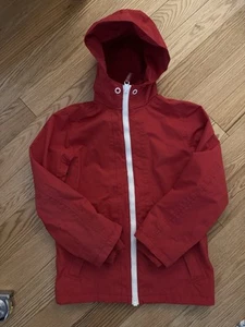 Johnnie B Red Rain Jacket Boys Girls 9-10 Red White Excellent - Picture 1 of 11