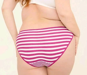 Lane Bryant rosa gestreift Doppelstring Baumwolle Bikini Höschen Plus Größe 10/12, 0X - Bild 1 von 5