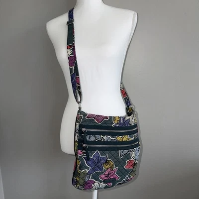 Vera Bradley Retired Falling Flowers Triple Zip Hipster Crossbody Bag Purse READ - Image 1 of 4