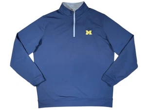 Pullover PETER MILLAR Perth Performance 1/4 Cremallera Talla GRANDE Azul Marino Logo Michigan - Imagen 1 de 11