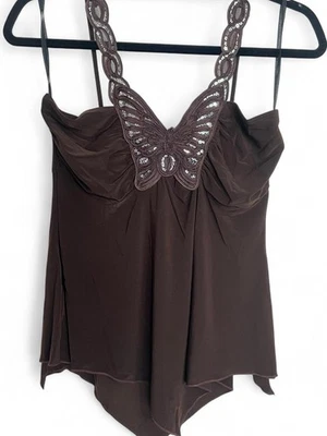 Shadow Y2K Butterfly Fairy Cami Top Dobladillo Asimétrico Talla M/L Inventario Muerto De Colección Foto 1 de 4