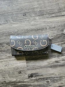 NWT GUESS Logo Monogram Brown And Tan Wallet - Picture 1 of 5