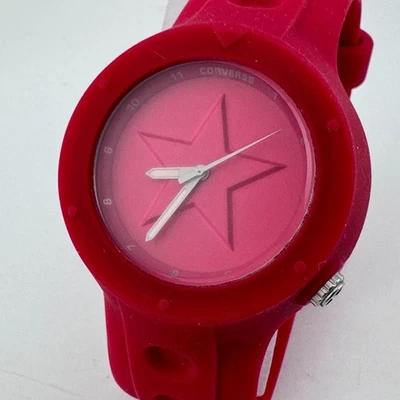 匡威石英手表男女通用50米红色橡胶日本模拟全新电池 — 第 1/4 张图片