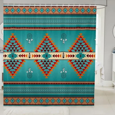 Cortina de baño azteca impermeable 72x72 flecha tribal étnica Foto 1 de 4