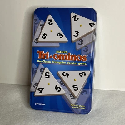 Deluxe Tri-ominos Game in Metal Tin Brass Spinners 2011 Pressman - Image 1 of 4