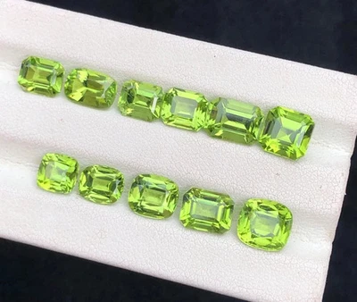 Natürlich 5-6 Karat Peridot Asscher Schnitt 50 Stück Zertifiziert Lose Edelstein - Bild 1 von 4