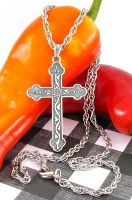 Collar de cadena James Avery de plata esterlina con cruz de vid en ciernes y príncipe de Gales Foto 1 de 4