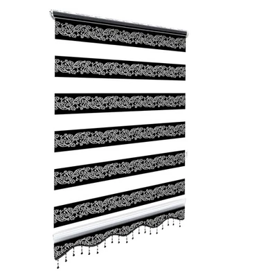 Doppelrollo Fensterrollo ohne Bohren Klemfix Duorollo Perlenrollo Schwarz Silber - Bild 1 von 4