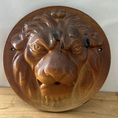 Vtg Italian Lion Fountain Head Handmade Clay Pottery Sculpture Plaque Wall Spout - Image 1 of 4