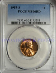 1955-S Lincoln Cent PCGS MS-66 Red Retained Cud Reverse Error - Picture 1 of 9