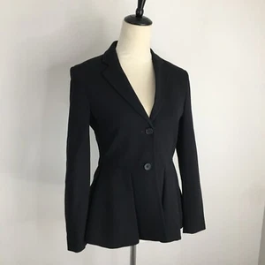 THEORY Womens sz 4 Black Ruffle Hem Long Sleeve One Button Blazer Jacket - Picture 1 of 9
