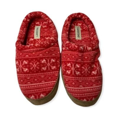 Lands End Red Fair Isle Scuff Slip On Slipper Size 3 - Image 1 of 4