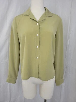 Jones Wear Long Sleeve Button Up Shirt 12P Petite Pale Green Oval Button Vintage - Image 1 of 4