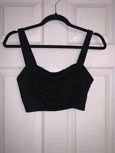 Kirra Basic Balconette Bralette Crop Tank Top Solid Black - Medium - Picture 1 of 2