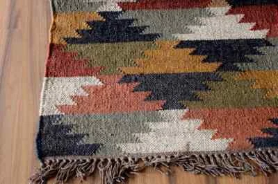 Rug Kilim Handmade Rug Antique Wool Jute Living Room Runner Rectangle Rug Carpet - Image 1 of 4