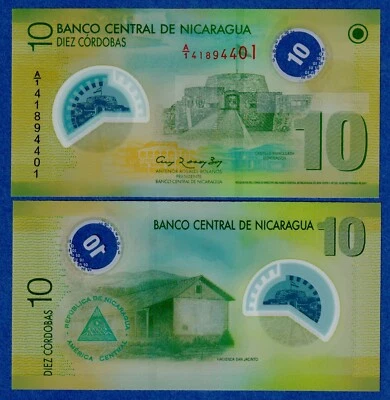 Nicaragua 10 Cordobas (2007 / 2012 )  P-201b Polymer UNC Note - Image 1 of 3