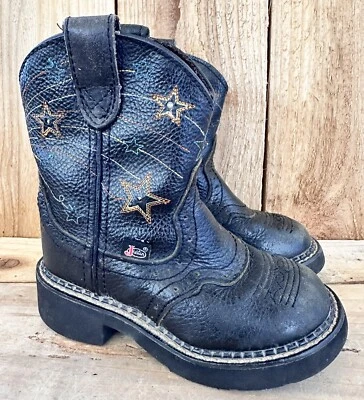 Justin Gypsy Botas Vaqueras Estrellas Negras Niños 8.5 D Rodeo Foto 1 de 4