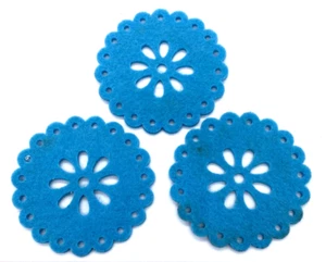 3 Blumen Stanzapplikationen Wollmischung Filz - Basteln Nähen oder Prägen - Bild 1 von 9