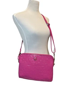 Coach Umhängetasche Tablet Tasche Emaille glänzend rosa verstellbarer Riemen - Bild 1 von 9