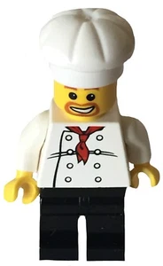 ☀️NEW Lego Minifig Chef White Torso 8 Buttons BLACK Leg Cook Baker Minifigure - Picture 1 of 1