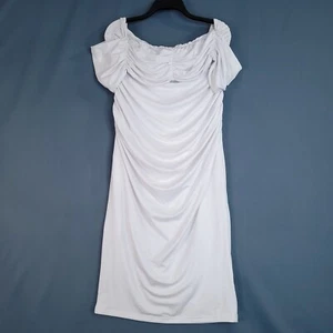 Women's Cold Shoulder Strapless Pullover Dress Midi White Size XL - Picture 1 of 8