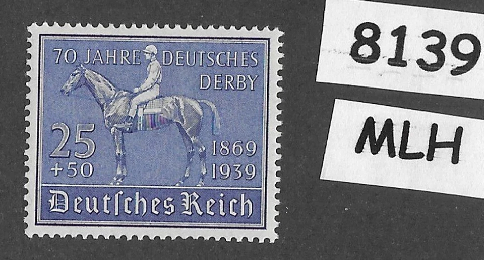MLH stamp      B144  1939 Blue ribbon Derby Horse race Hamburg Germany   #8139 - Image 1 of 1