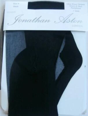 BNIP Vintage 1990's Jonathan Aston Seamed Tights Black Size A Small (Petite) - Image 1 of 3