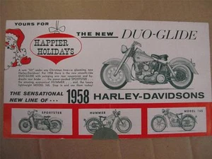 NEU NOS 1958 Harley Davidson Model Range Fold-Out Prospekt Duo Glide Hummer MS2 - Bild 1 von 1