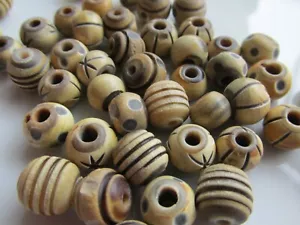 Jewellery Craft Design - Natural 10mm Round Chunky Horn Bead Beads Pack 10 - Picture 1 of 10
