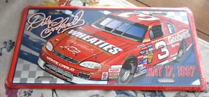 Vintage 1997 WHEATIES DALE EARNHARDT #3 METAL LICENSE PLATE - Still Wrapped ! - Picture 1 of 3