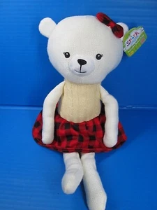Spark Create Imagine Plush Bear Plaid Skirt/Bow-Rattle Toy  18"  w/Tag - Picture 1 of 8