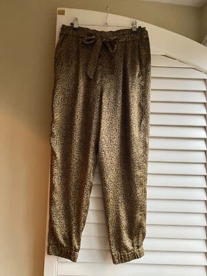 Pantalones Jogger Joie Laca Dorada Estampado de Leopardo Secuoya Cintura Elástica Pequeña Foto 1 de 4