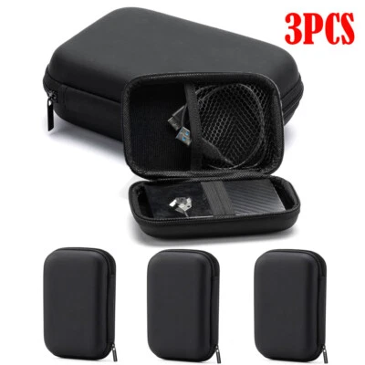 3x Preto 2,5" Disco Rígido USB Portátil Fones de Ouvido Bolsa de Armazenamento Bolsa de Energia com Fio de Dados - Imagem 1 de 4